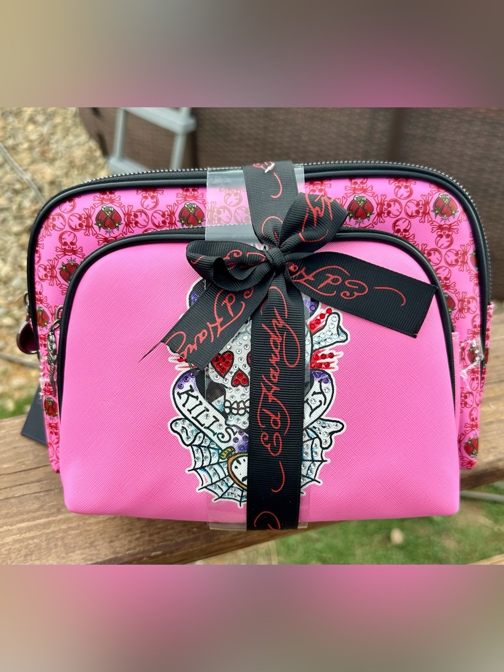 Ed Hardy Love Kills Slowly Cosmetic Bag Set - NWT
